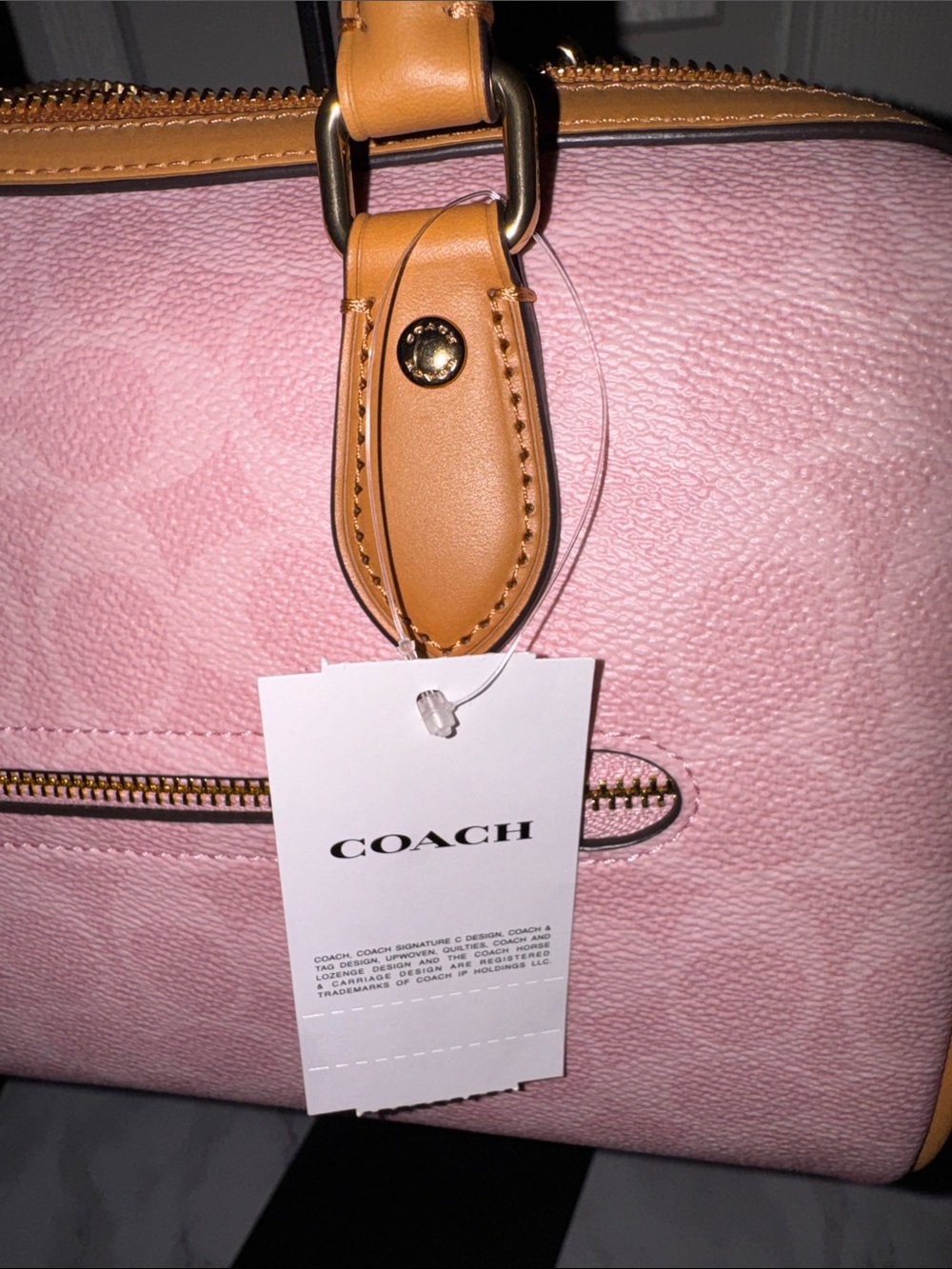Coach Pink Leather Satchel with Tan Trim and Gold Hardware - Picture 12 of 12